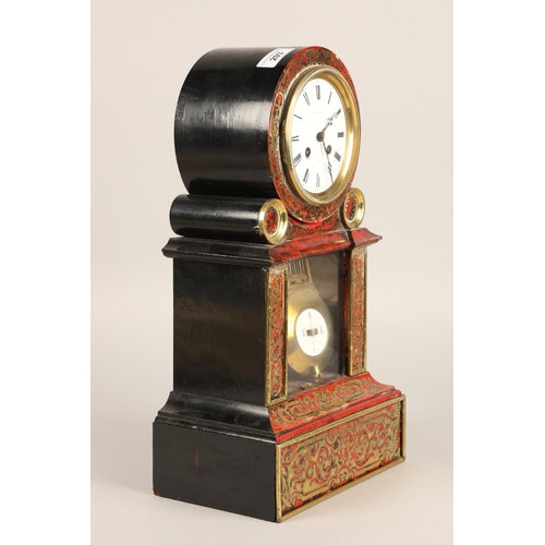 293 - 19th century French Boulle work mantel clock by Paul Mancel A Paris, 43cm high.