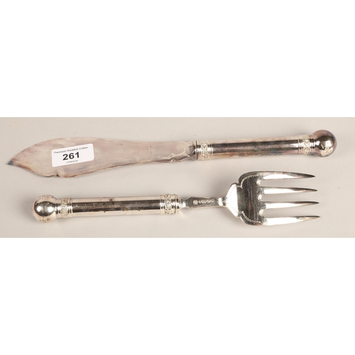 261 - EPNS cased fish slice and fork set