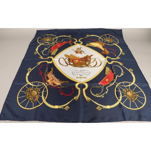 264 - Hermes carriage design ' SPRINGS' silk scarf with box