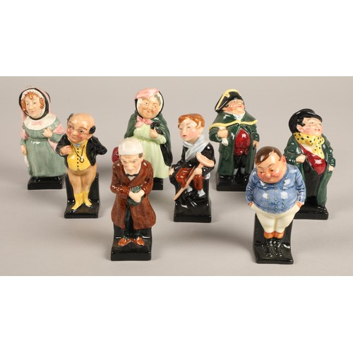 244 - Eight Royal Doulton miniature Dickins figures, including Fat Boy, Scrooge, Pickwick, Mrs Bardell, Bu... 