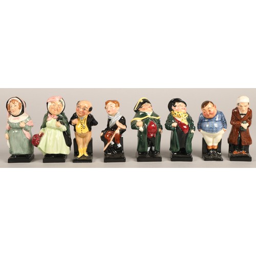 244 - Eight Royal Doulton miniature Dickins figures, including Fat Boy, Scrooge, Pickwick, Mrs Bardell, Bu... 