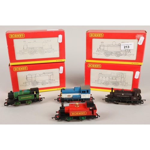 213 - Four boxed Hornby 00 Gauge models to include R 2430 Red 0-4-OT Industrial Locomotive 'Hornby', R 259... 