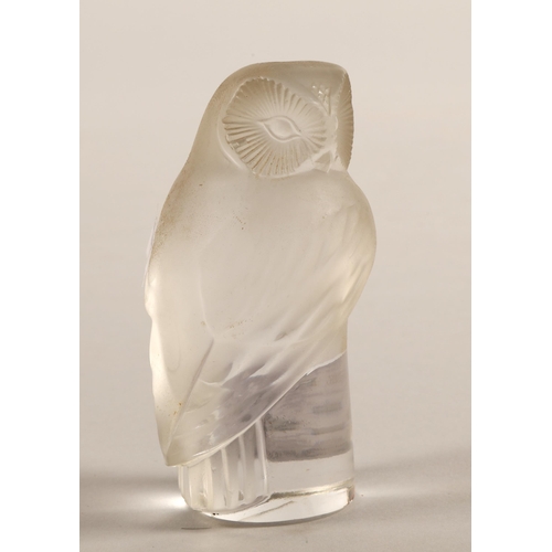 241 - Lalique France, crystal glass owl, 9cm, signature by tail