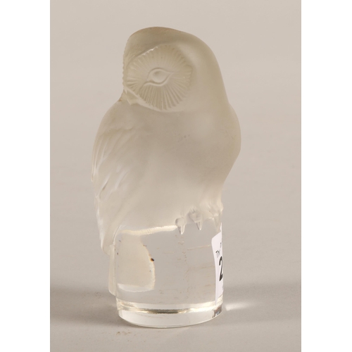 241 - Lalique France, crystal glass owl, 9cm, signature by tail