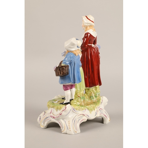 31 - Dresden porcelain advertising figure group, Yardley's old English lavender (restored) height 30cm