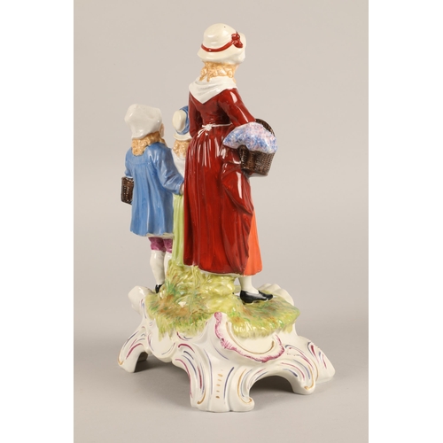 31 - Dresden porcelain advertising figure group, Yardley's old English lavender (restored) height 30cm