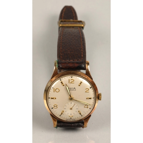 43 - Gents 9ct gold Avia wristwatch(Winder broken)