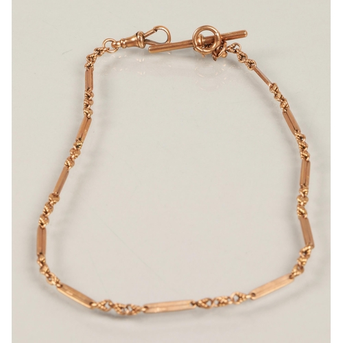 44 - 9ct rose gold watch chain, 37cm long, 14.8g