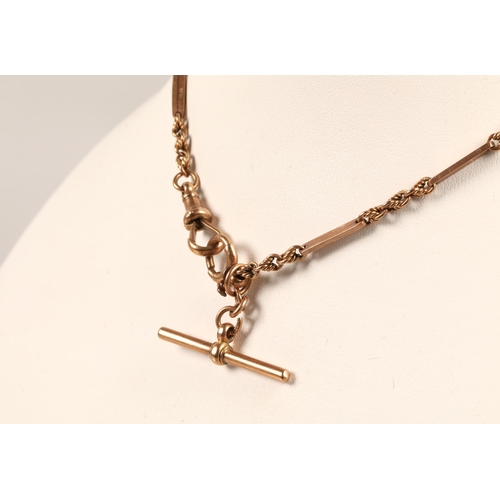 44 - 9ct rose gold watch chain, 37cm long, 14.8g