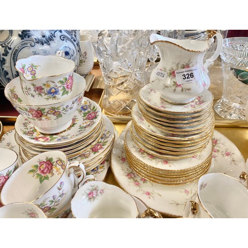 326 - Paragon Victorianna Rose pattern teaset and another royal Stafford.