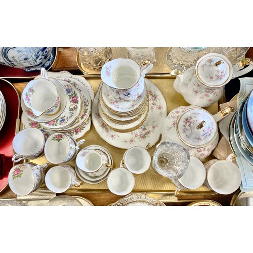 326 - Paragon Victorianna Rose pattern teaset and another royal Stafford.