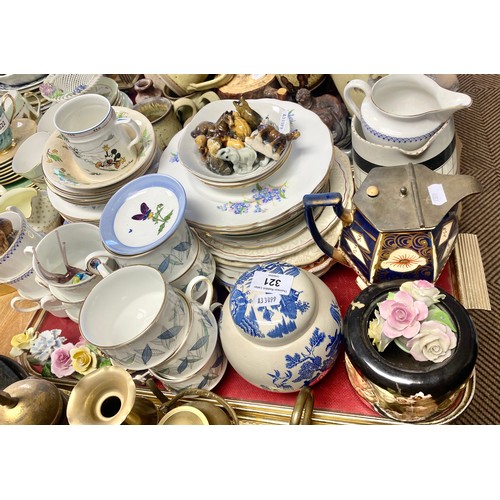 321 - Collection of decorative items to include Wade Whimsies, Rington tea caddy, teaware etc