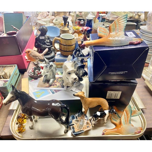 316 - Royal Doulton boxed teacups and saucers, animal figurines to include dogs, birds, horse, etc 