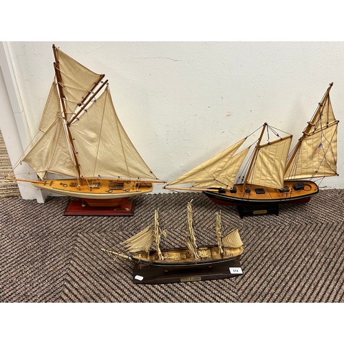 574 - Three decorative model ships