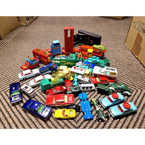 397 - Collection of play worn vehicles to include Corgi and boxed camera