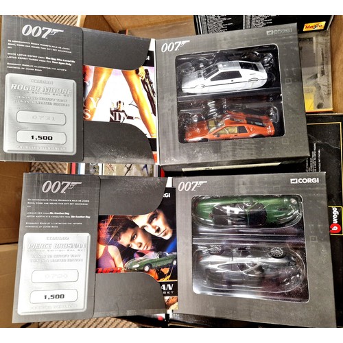 410 - Collection of boxed model vehicles to include Ferrari, Porsche, Maisto, Burago, James Bond etc