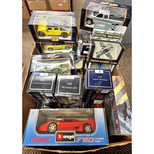 410 - Collection of boxed model vehicles to include Ferrari, Porsche, Maisto, Burago, James Bond etc