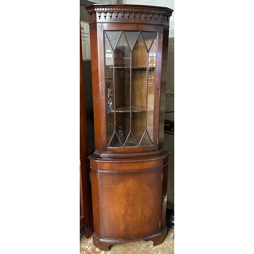 599 - Glazed corner display cabinet, 185cm high