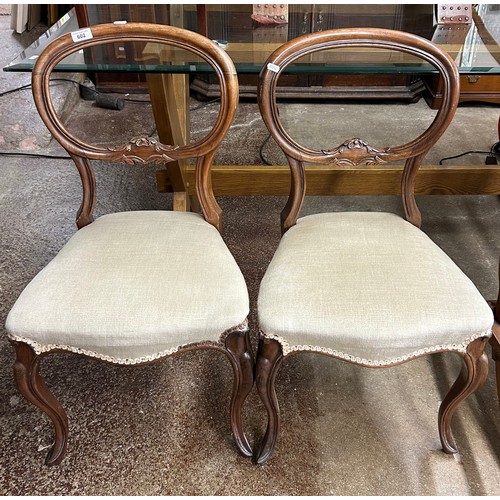 602 - Pair balloon back chairs in cream upholstery