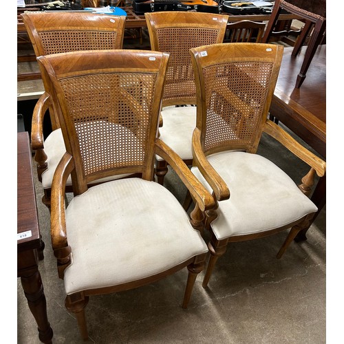 615 - Pair four cane back open armchairs in cream upholstery