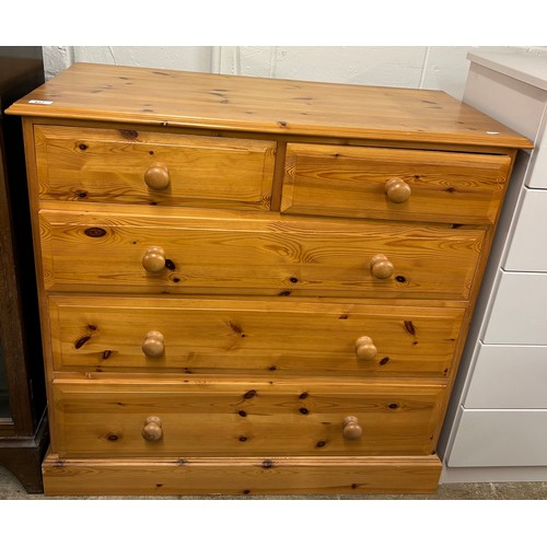 617 - Two over three pine chest of drawers, H 97cm, W 99cm, D 48cm