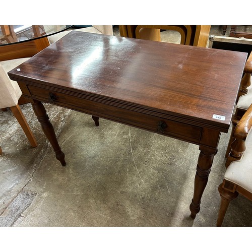 618 - Mahogany fold over tea table with single fitted drawer, 75cm high