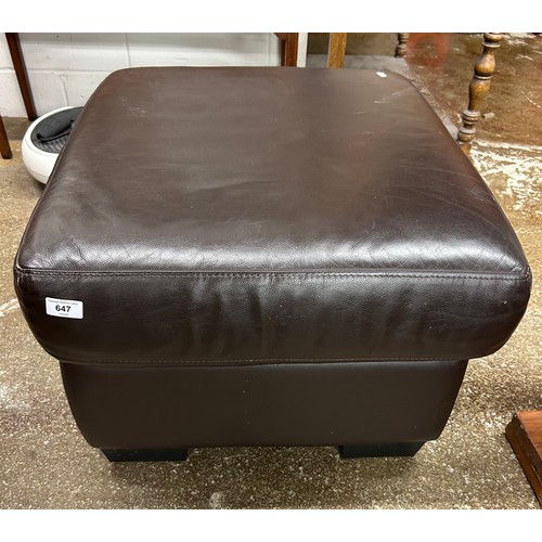 647 - Leather lounge stool with storage compartment