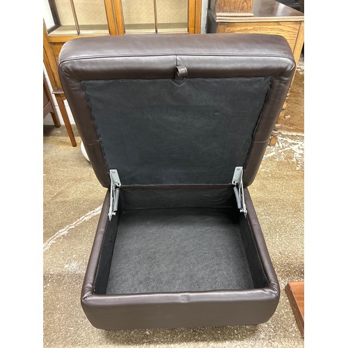 647 - Leather lounge stool with storage compartment