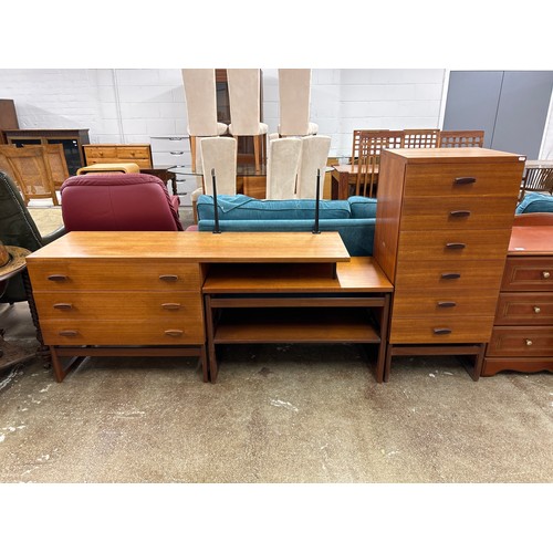 651 - G-Plan sideboard with six-drawer chest.