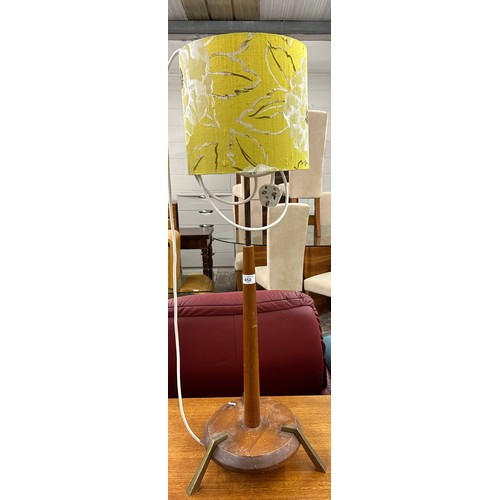 652 - Mid century tripod table or small floor lamp with floral shade