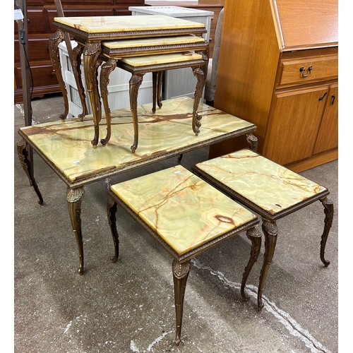 655 - Six assorted green onyx side tables of varying sizes 