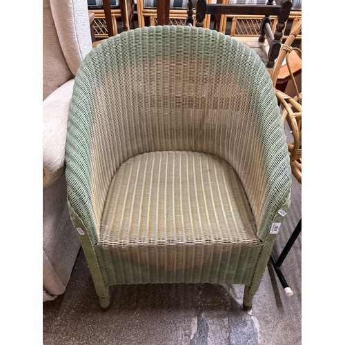 678 - Green wicker tub chair