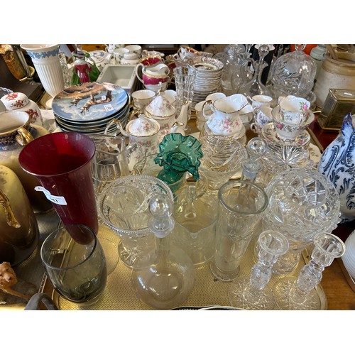 343 - Collection of glassware to include vases, decanters, candlesticks, jugs etc