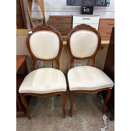 703 - Pair carved cream mahogany dining chairs