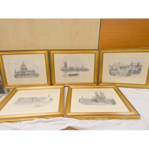 109 - Collection of gilt framed modern prints of London by Ron Marsden.