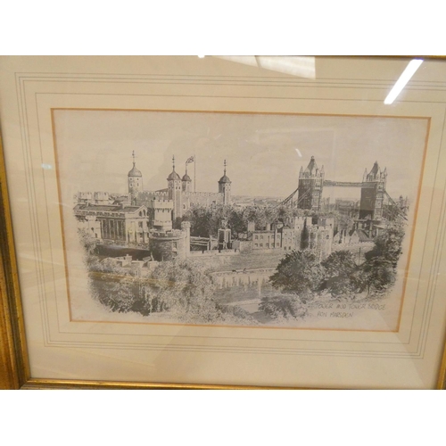 109 - Collection of gilt framed modern prints of London by Ron Marsden.