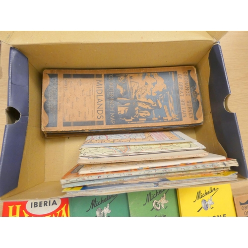 104 - Small box of vintage folding maps.