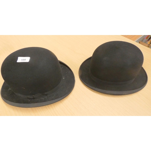 108 - Two vintage bowler hats.