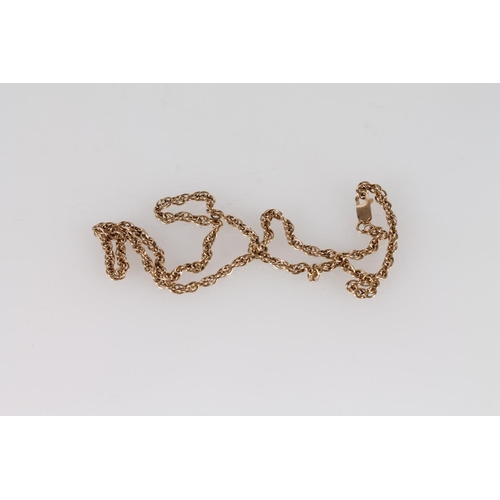 356 - 9ct gold rope chain necklace, 9.9g.