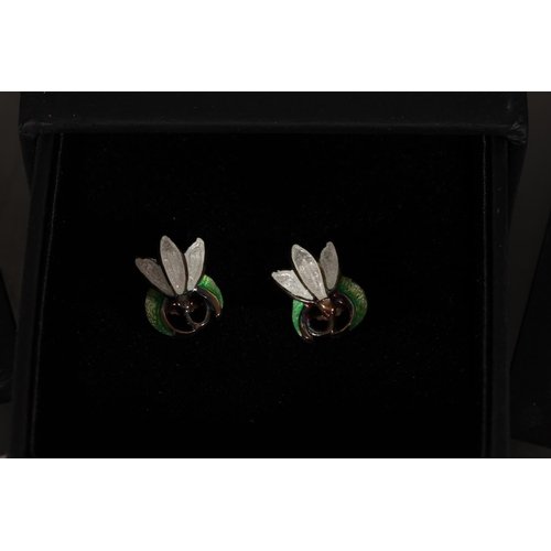 376 - Sheila Fleet of Orkney silver and enamel Snowdrop pendant and matching earrings together with a Shei... 