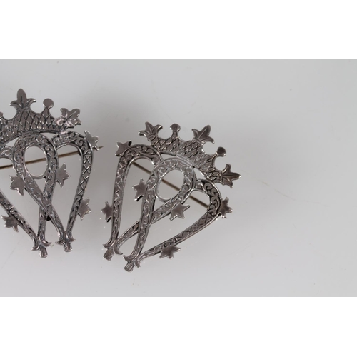 378 - Pair of hallmarked silver Luckenbooth brooches, by John Hart and Celtic Art Industries of Iona.