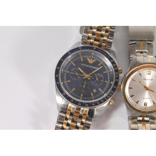 384 - Emporio Armani gents chronometer wristwatch, Accurist wristwatch and a Sekonda wristwatch (3)