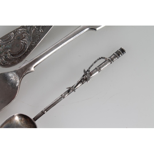 391 - Japanese silver teaspoon together with a selection of silver plated cutlery (qty)