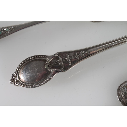 391 - Japanese silver teaspoon together with a selection of silver plated cutlery (qty)