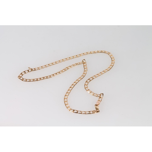 397 - 9ct gold flattened and squared curb link neck chain, 10.9g.