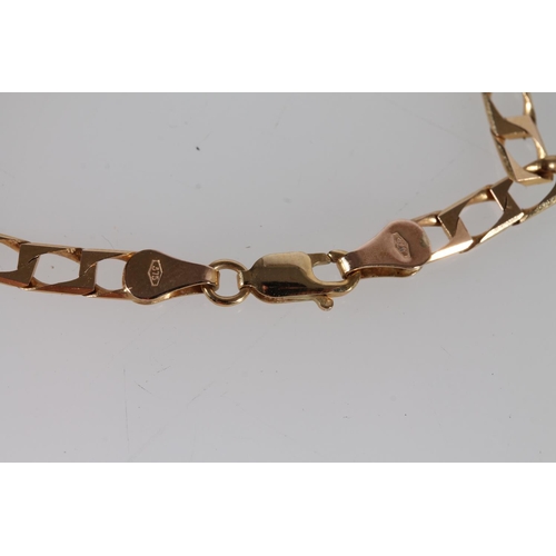 397 - 9ct gold flattened and squared curb link neck chain, 10.9g.