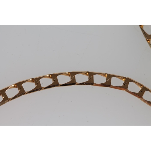 397 - 9ct gold flattened and squared curb link neck chain, 10.9g.