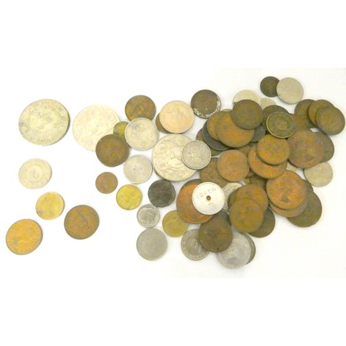 177 - Tub of world coins and copper coinage.