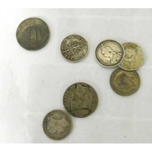 178 - Small bag  of silver coins to include Florin, Shillings etc. 48.4g.