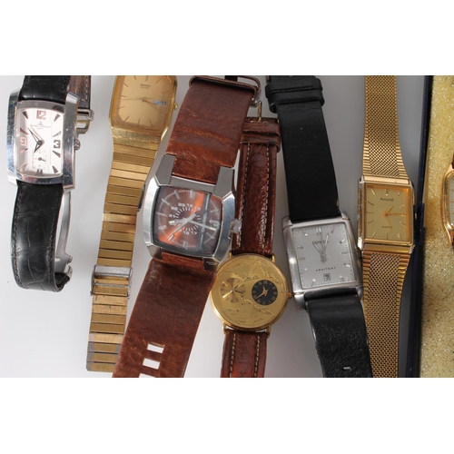 421 - Gents wristwatches to include Jean D'Eve,  Seiko Quartz, Baume & Mercier tank style watch, Diese... 